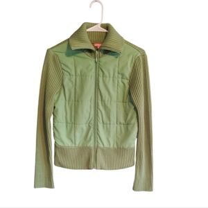 Women Size Small Green Coat Quilted Jacket Lined Preppy Gorp Boho Forest Olive